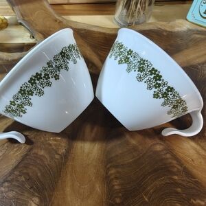 Corelle, Spring Blossom Green & White Flowers Pattern Tea Cups